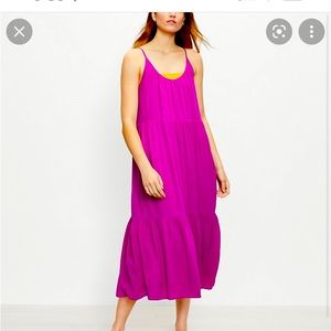 The Loft Bright Pink tiered maxi dress size Large